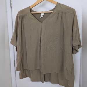H&M X ANNA GLOVER OLIVE GREEN BLOUSE SIZE 40